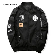 Mens Bomber Jackets with Patches 2018 New Streetwear Flight Pilot Jacket Men Patch Men’s Jacket Slim Fit Cool