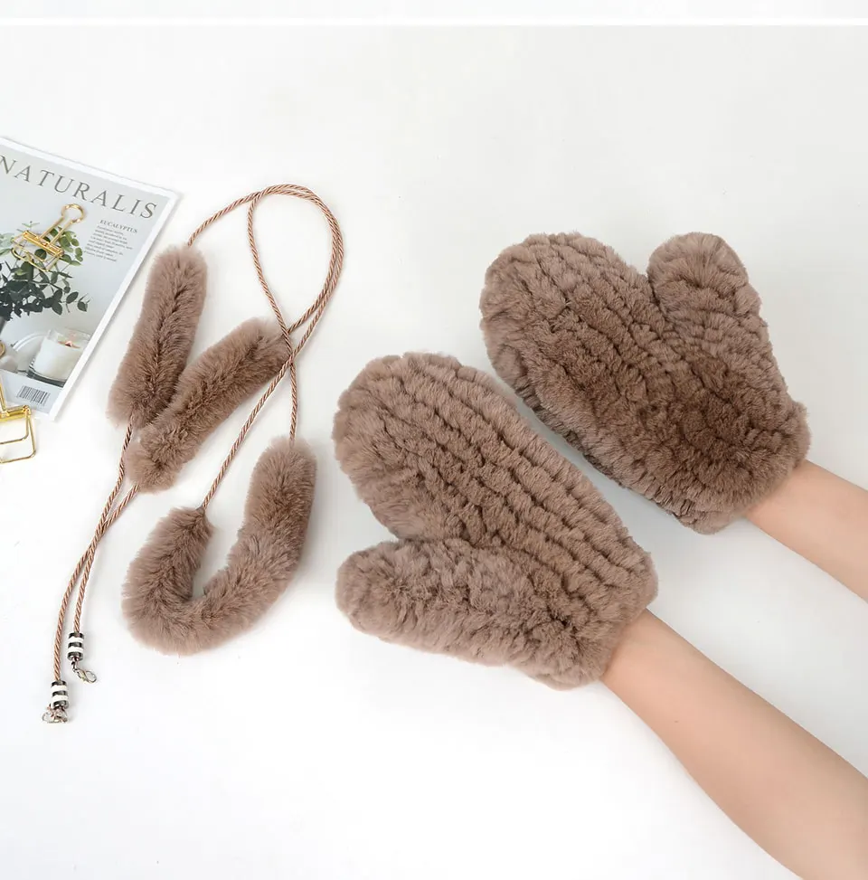 2017 бренд для женщин Прихватки для мангала модные зимние перчатки Дамы 100% натуральный мех перчатки из кроличьего меха вязаные варежки