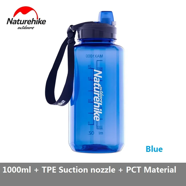 NatureHike 750 мл/1000 мл Спортивная бутылка для воды пластик Открытый Кемпинг Туризм Тренажерный зал велосипед Бутылка стандарт FDA - Цвет: 1000ml Blue