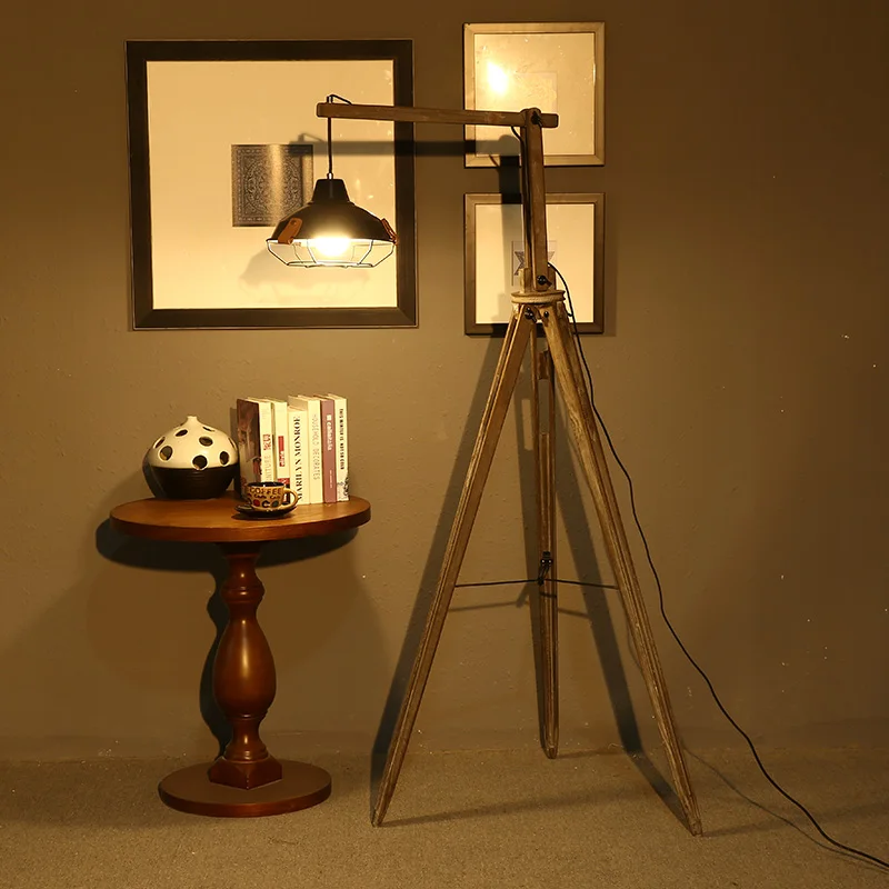 

European retro wooden three foot frame floor lamps standing staande lamp led floor lamps for living room Vloer lamp