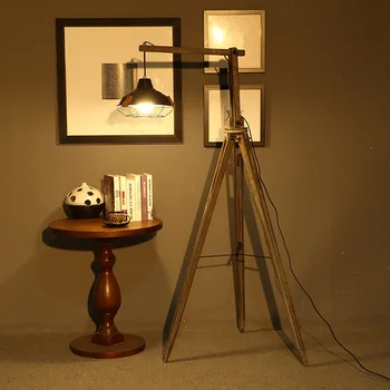 

European retro wooden three foot frame floor lamps standing staande lamp led floor lamps for living room Vloer lamp