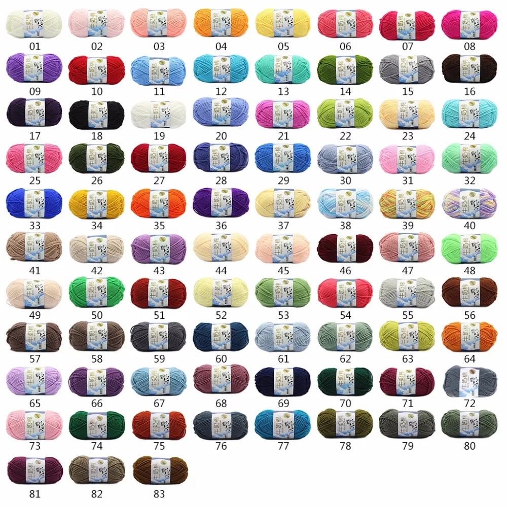 

Soft Milk Cotton Yarn DIY Baby Knitting Wool Shawl Scarf Crochet Thread Supplies 83 Colors NO63-83--m15