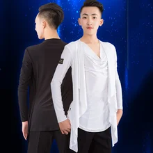 Ballroom Latin Dance Top Men Long Sleeves Competition Cha Cha Rumba Samba Tango Dancing Shirts Male Performance Wear DNV11726