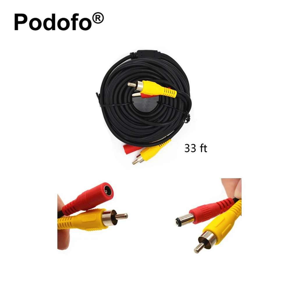 

Podofo DC 12V Power Audio Video AV Extension Cable for Cars/ Tuck / Bus / Trailer Reverse Parking System (10M / 15M / 20 Meters)