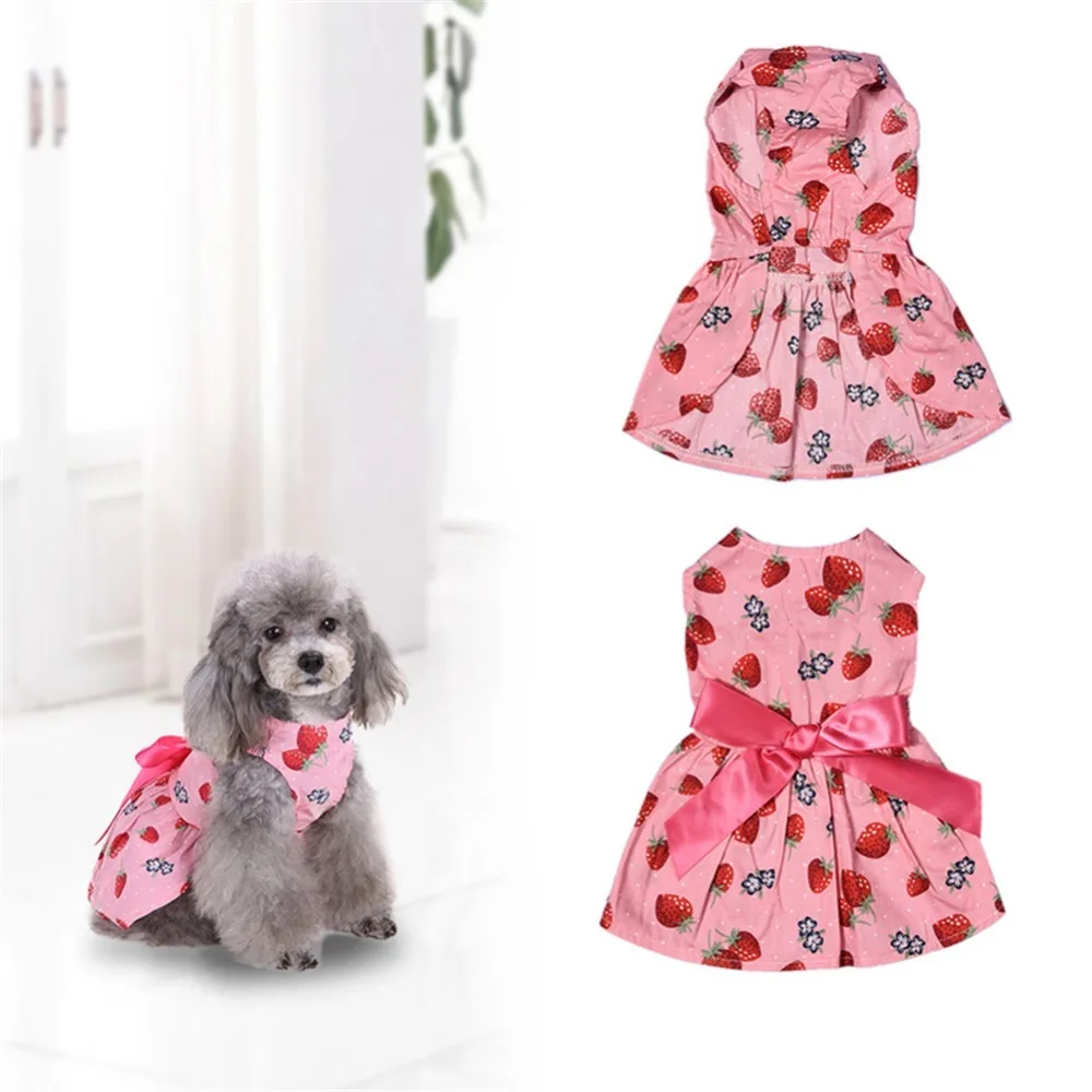 CUTE Dog Puppy Cat Dress Skirt STRAWBERRY for SMALL Dods Clothes Apparel sz XS 