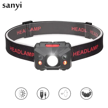 

Sanyi 5800 Lumen Motion Sensor LED Headlamp Waterproof Mini USB Rechargeable battery lights Headlight
