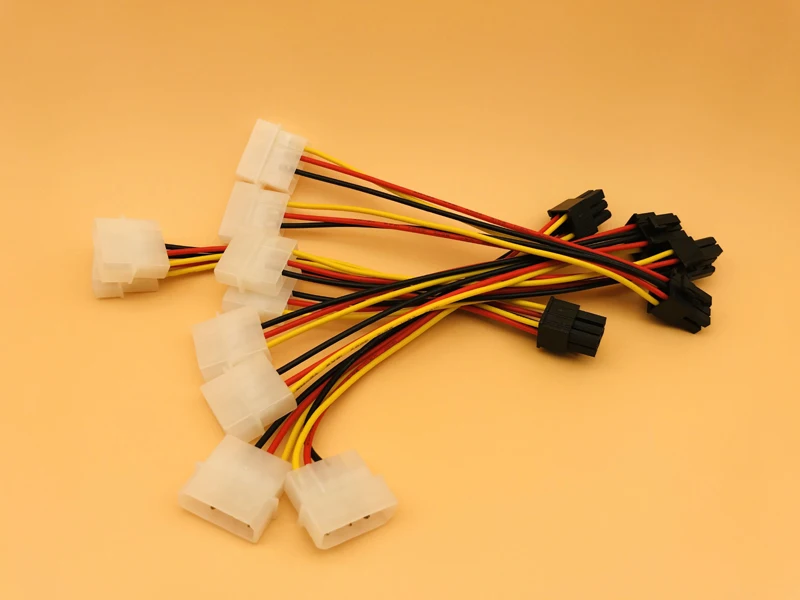 5pcs Dual 4 Pin to 6 Pin Molex PCI-E External Graphics Card Power Cable Converter Adapter High Quality for BTC Miner Mining