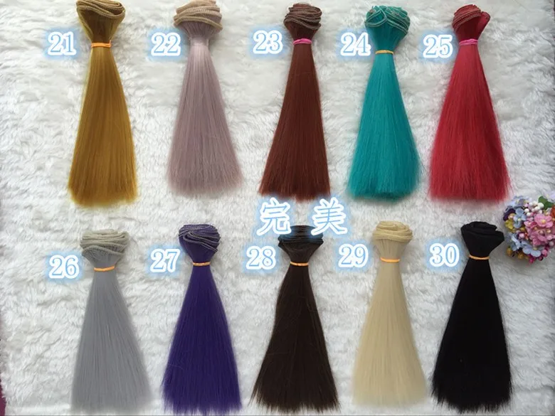 30 шт./лот O для U BJD прямые парики синтетический парик цветные рукодельные волос для 1/3 1/4 1/6 куклы 15/25 см* 100 см