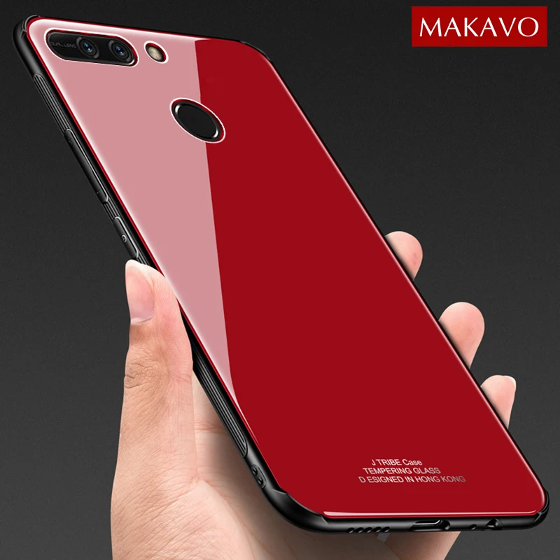 

MAKAVO for Huawei Honor 8 Pro Case Luxury Tempered Glass Back Cover Hybrid Shockproof Sleeve Hard Housing for Huawei Honor V9