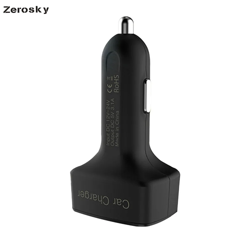 Zerosky Dual USB Автомобильное зарядное устройство 4 в 1 термометр цифровой дисплей зарядка прикуриватель автомобильное зарядное устройство для мобильного телефона
