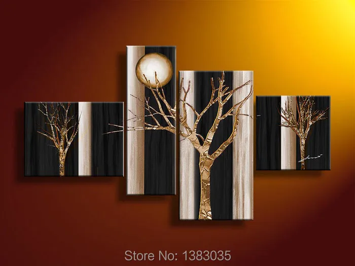 4 piece canvas wall art canvas artwork hand painted abstract trees art oil paintings piece canvas wall picture set modern home decorationin painting calligraphy from garden on 4 piece canvas wall art canvas artwork hand painted abstract trees art oil paintings piece canvas wall picture set modern home decorationin painting calligraphy from garden on