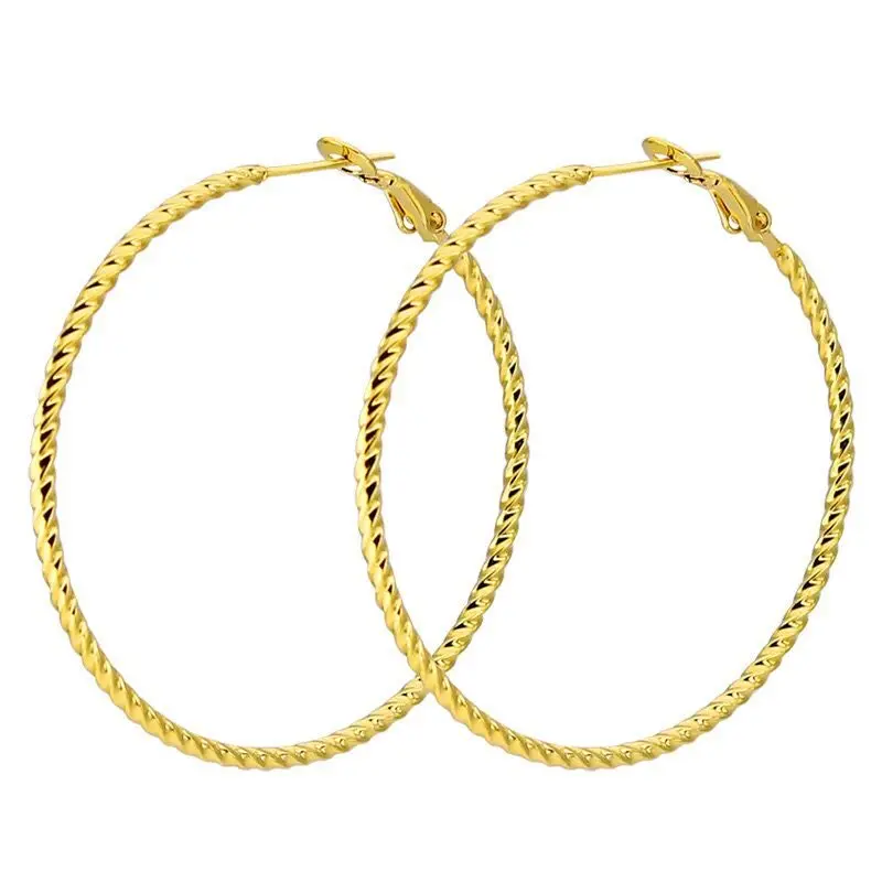

MxGxFam Titanium steel 4 Gold Color Spire Circle Hoop Earrings (1pair) Jewelry For Women Fashion 40 mm
