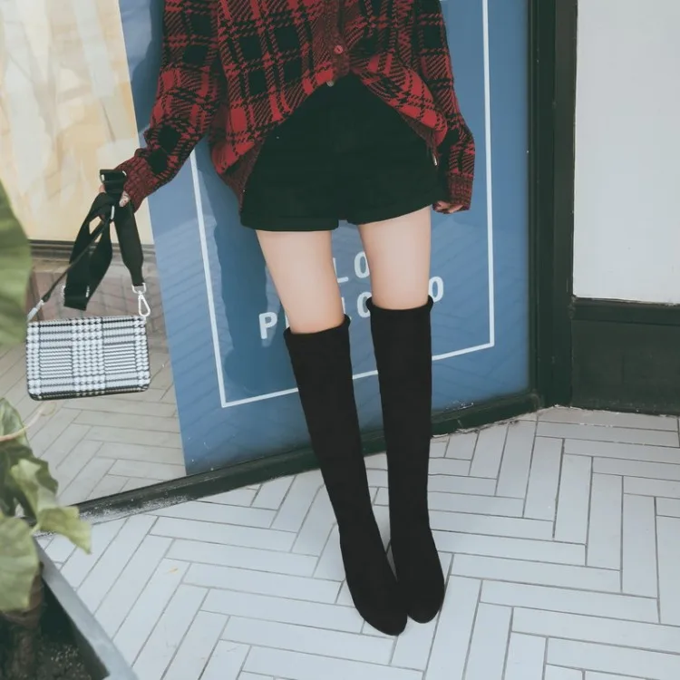 

Big Size 11 12 13 14 Europeans and Americans fashion skinny boots with pointed heels and knee jackets