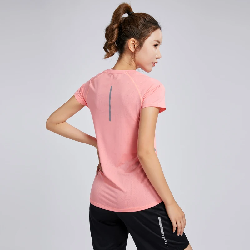 T Shirt Running Woman Quick Dry Fitness Slim Short Sleeves Breathable Gym Nylon Sportswear Yoga Shirts Compression Female 2019