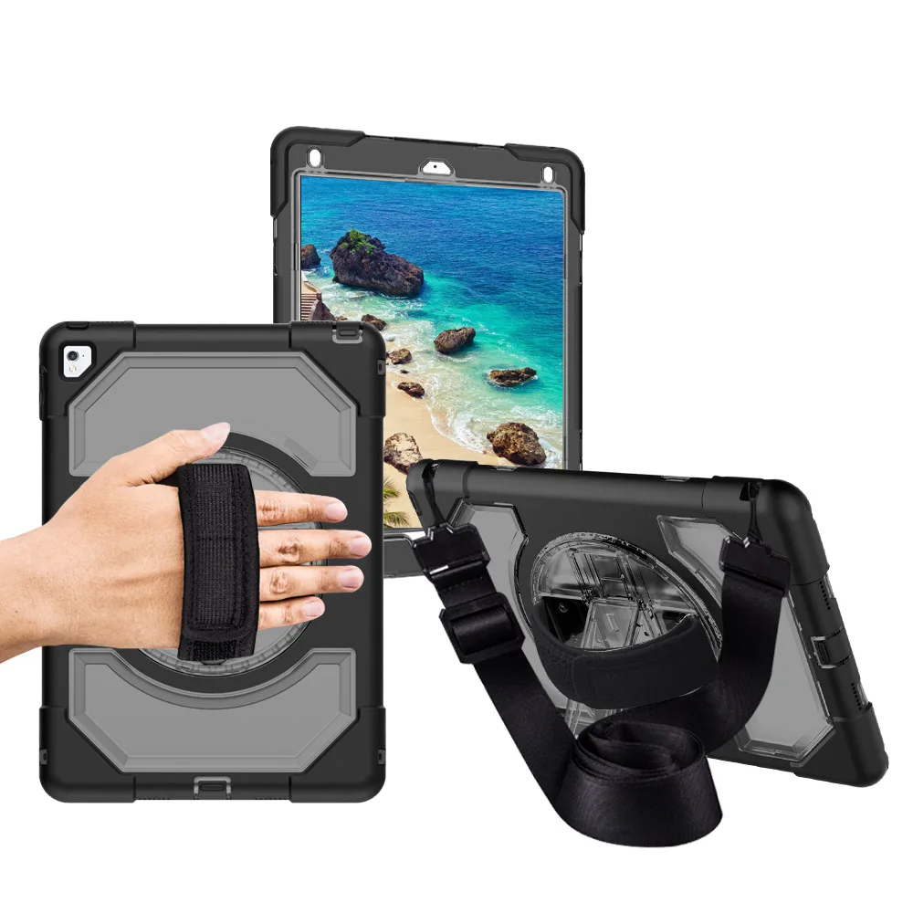 

Miesherk Case for iPad Pro 9.7 inch Soft Silicone Anti-Fingerprint with Hard PC 360 Degree Rotation Hand Strap+Shoulder Strap