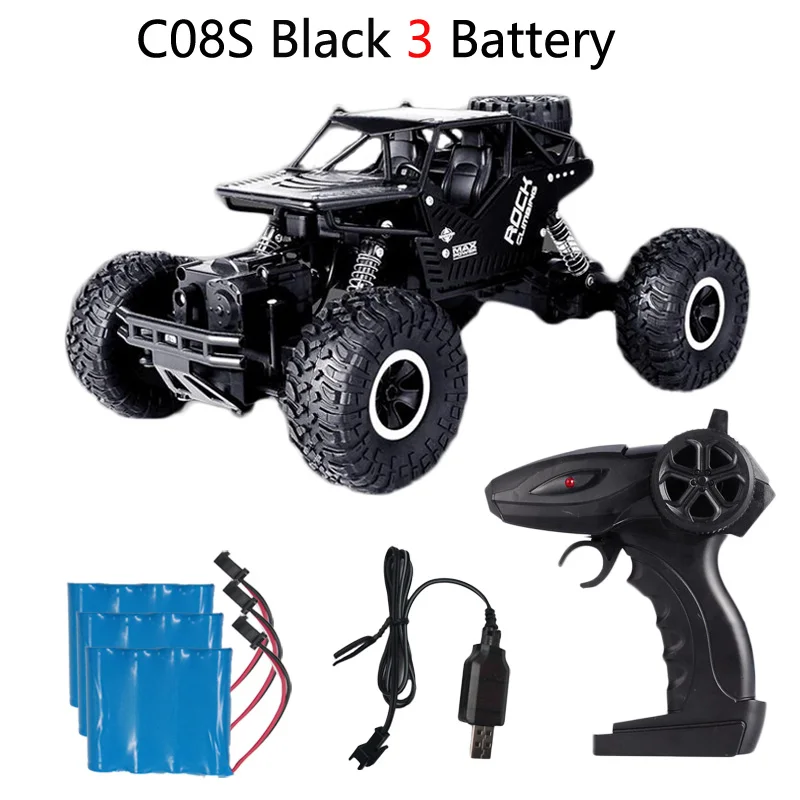 Teeggi 1/16 C08S Радиоуправляемая машина 2,4 ГГц 4WD сильная мощная альпинистская Радиоуправляемая машина внедорожник игрушки автомобиль для детей подарок радиоуправляемые машины модель дистанционного управления - Цвет: Black 3BAT