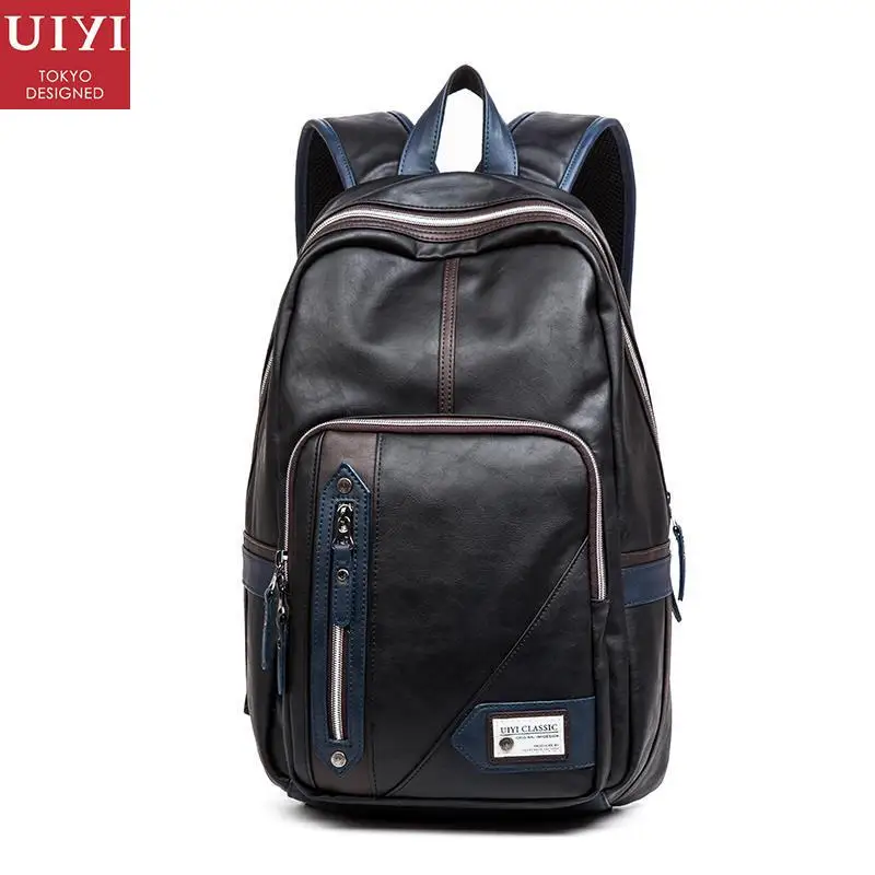 UIYI Fashion PU Leather Men Quality Backpack Preppy Style Man Women Bolsas Mochila School Travel Bag Rucksack Laptop Bags 150086 fashion pu leather men quality backpack preppy style man women bolsas mochila school travel bag rucksack laptop bags 150086