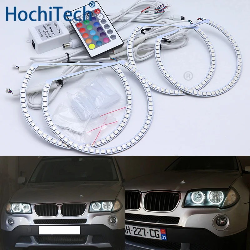 

For BMW E83 X3 2003 2004 2005-2010 Halogen headlight Multi-color Led Angel Eyes Kit RGB Halo Rings Daytime Running Light DRL