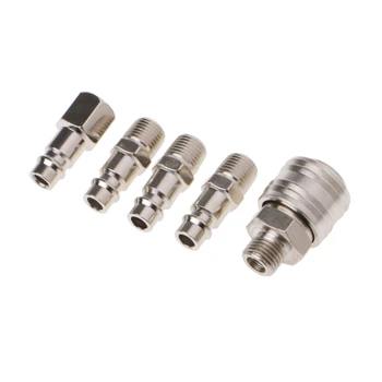 

New 6Pcs/set EURO Air Line Hose Compressor Fitting Connector Quick Release Set 1/4" BSP qyh