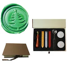 Винтаж Рождество дерево свадебные приглашения индивидуальный логотип Воск уплотнительное штамп Щупы для мангала ложка подарочная коробка комплект