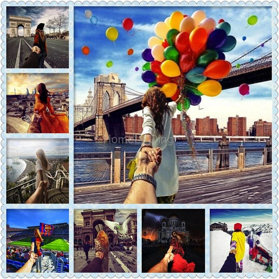 Алмаз вышитые world traveler любителей Follow me узор вышивка крестиком 2017 DIY 5D Полный