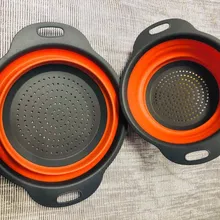 1 шт. складной силиконовый дуршлаг для фруктов и овощей, корзина для мытья, ситечко, складной Слив с ручкой, кухонные инструменты