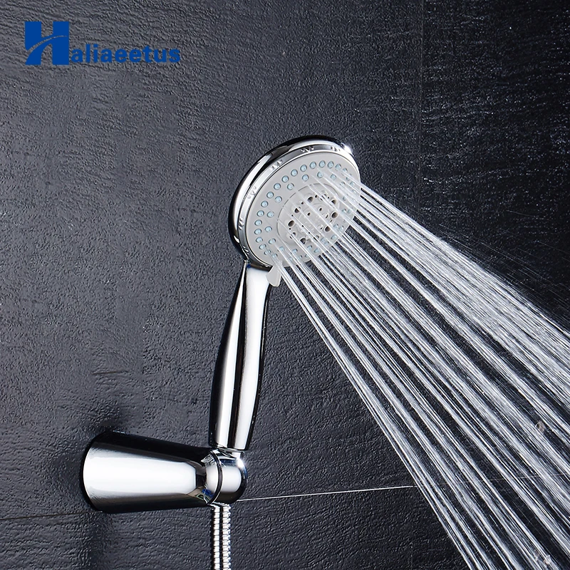 Water Saving Shower head Five Fuction Pressure Boost Silica Gel chrome