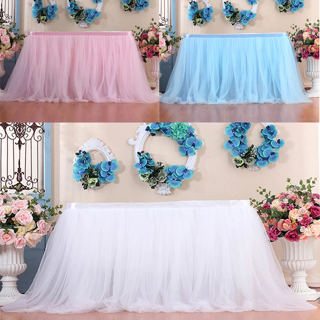 New Table Skirt Cover 39Inch Birthday Wedding Festive Party Decor Table Cloth 1PCS Wedding Festive Table SkirtDrop Shipping