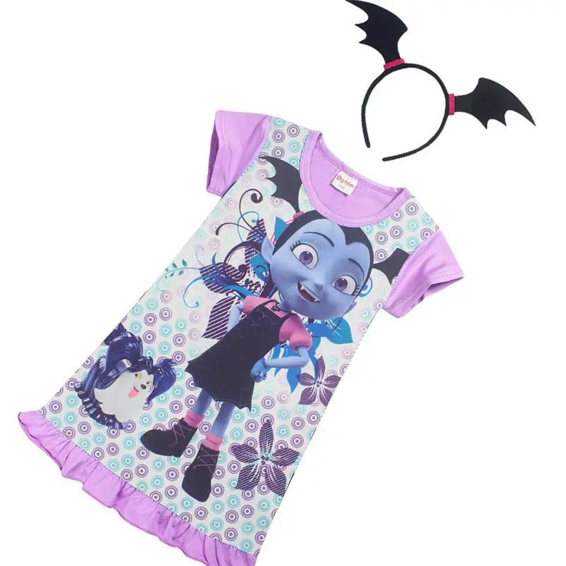 Vampirina/платье для девочек; платье принцессы для дня рождения+ обруч на голову; Детский костюм вампира; детская одежда; vestidos; одежда для малышей