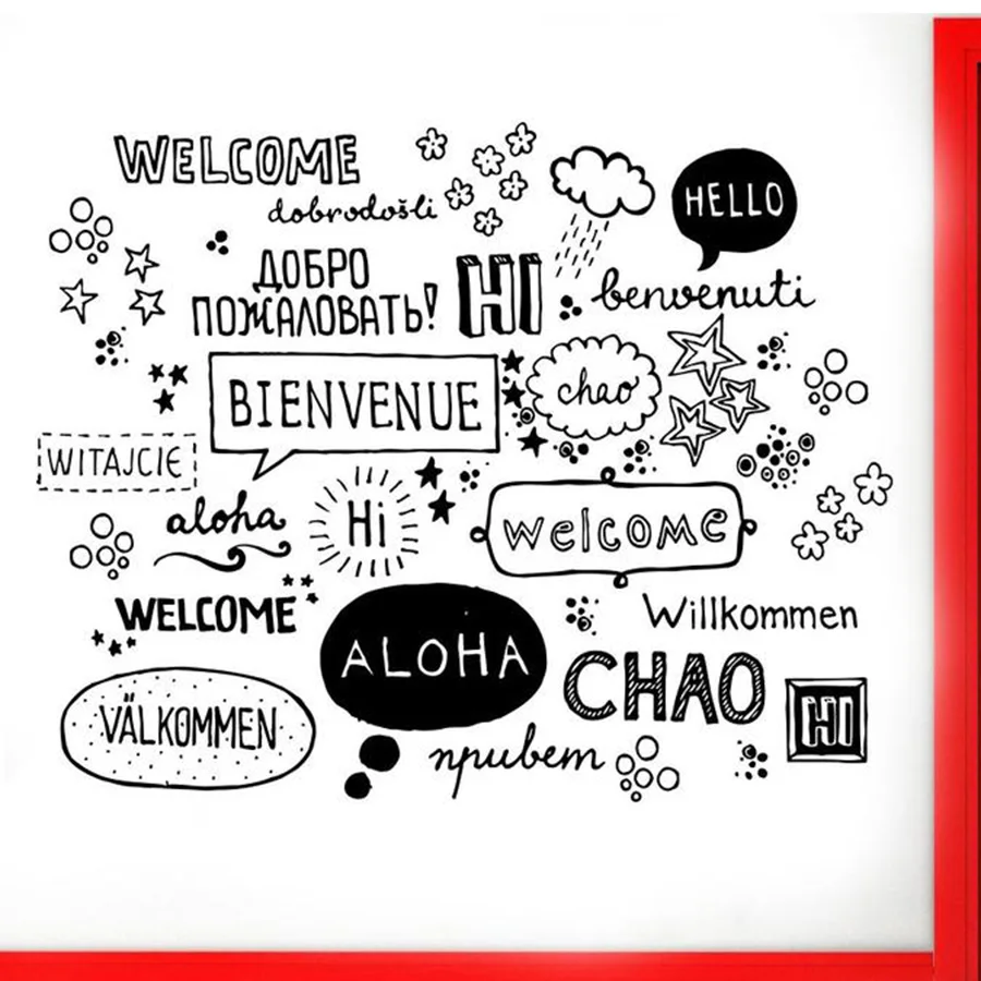 Hello Decal Cute Front Door Vinyl Decal Sticker Business Store House Home