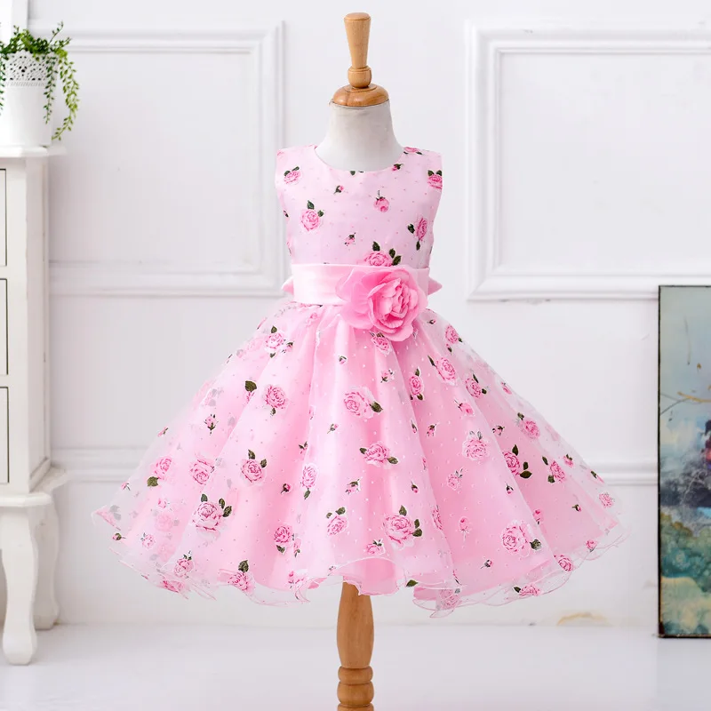 Летнее вечернее свадебное платье для девочек Детские платья для девочек детское платье принцессы с цветочным принтом платье-пачка для дня рождения