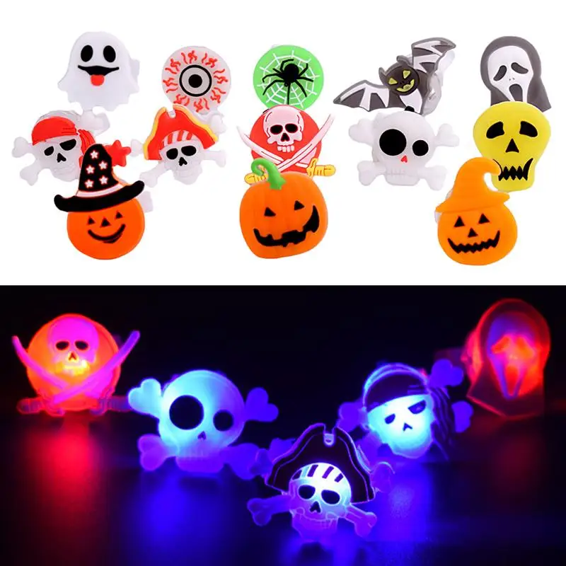 30pcs Halloween Light Up Rings LED Finger Lights Toys Party Favors