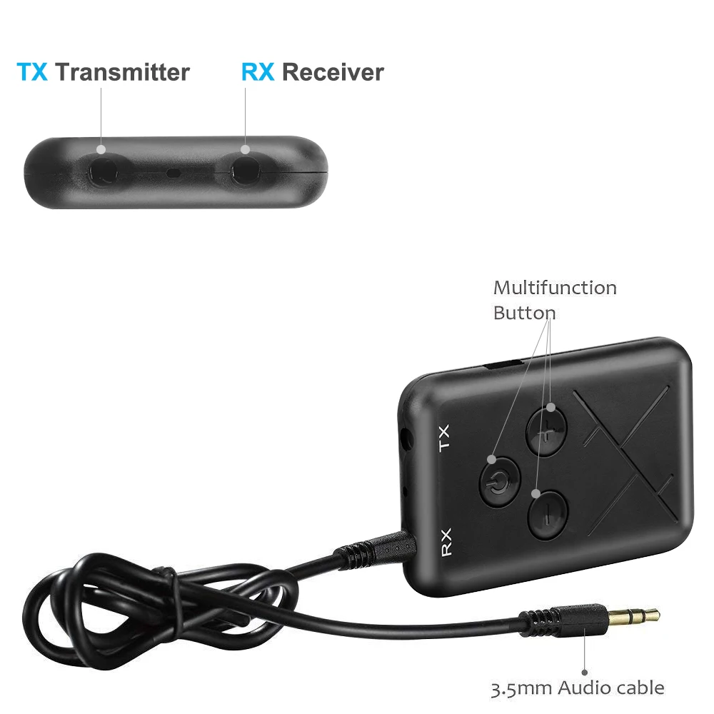 Hi-fi Bluetooth V4.2 Transceiver Adapter 2 in 1 Stereo 3.5mm Audio Music Wireless Aptx Low Latency Stereo Transmitter Receiver