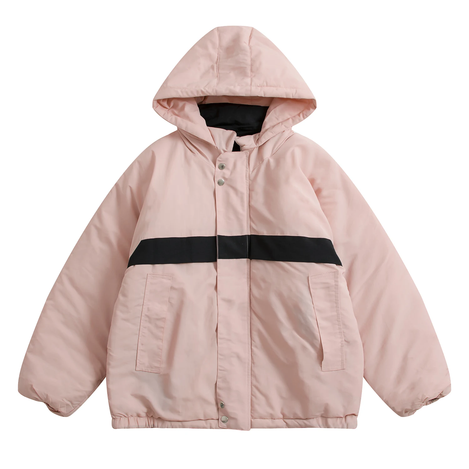 

Both Sides To Wear Women Winter Warm Outerwear Coats Hooded Black Pink Stitching Color Thick Pretty Yellow Ladies Loose Parkas