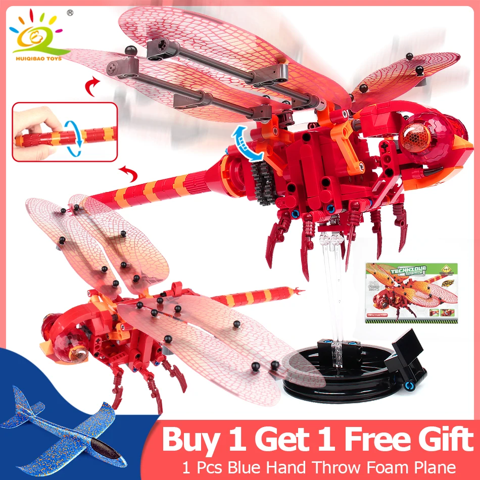 

330Pcs Simulated insect DIY Red Dragonfly Building model Compatible Legoings Technic Bricks kids Educational Toys for Children