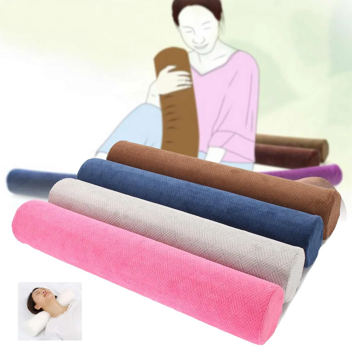 

Fabric Nursing Cervical Neck Support Sleeping Positioning Pillow Roll Memory Foam Bolster Decorative Slow Rebound Neck Pillow