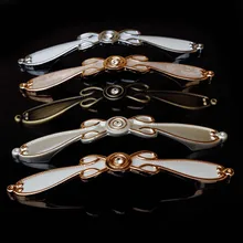 96mm 128mm european fashion rhinestone furniture handles silver gold amber white antique brass wardrobe dresser pull