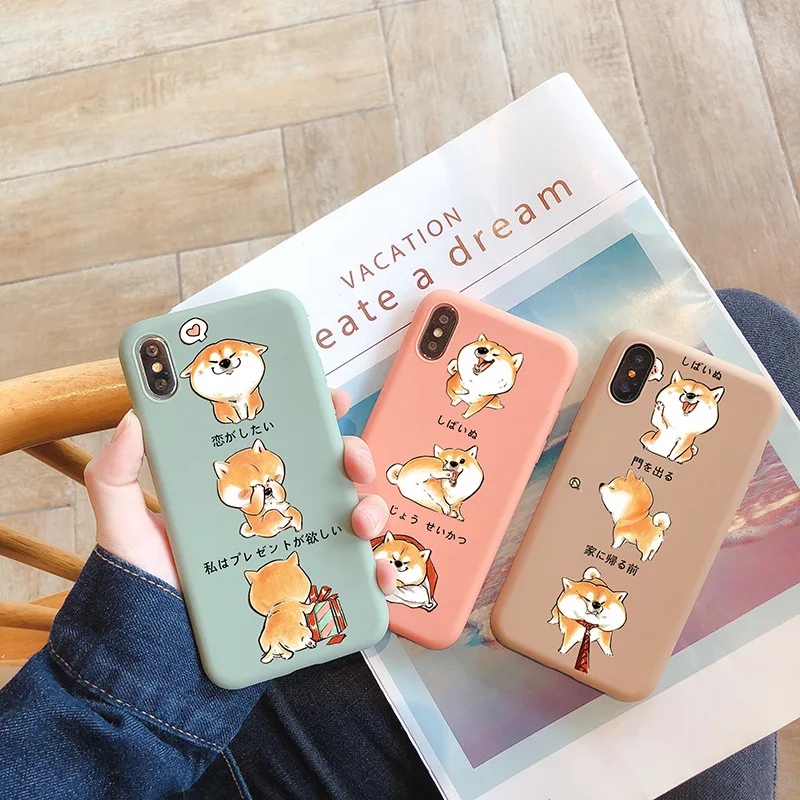 Японские Чехлы Шиба ину для iphone Xr 7 6 6S 8 Plus xs max x Мягкая задняя крышка из ТПУ Kawaii