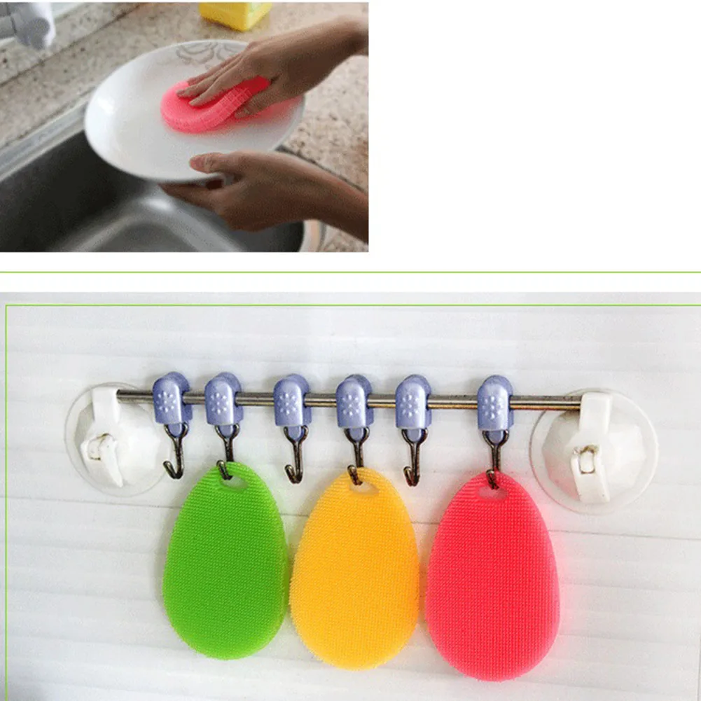 

Practical Dish Washing Sponge Scrubber Silicone Soft Cleaning Antibacterial Brush Tool Kitchen Supplies Household Cleaning Tools