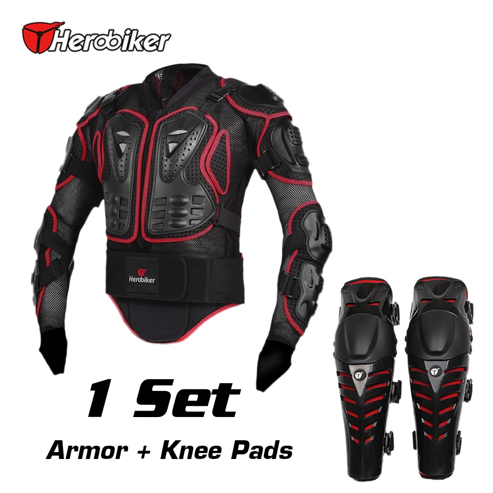 Prix pour HEROBIKER Moto Équitation Armure Veste + Genouillères Motocross Off-Road Enduro VTT Racing Corps Équipement De Protection Protecteurs Ensemble Prix pour HEROBIKER Moto Équitation Armure Veste + Genouillères Motocross Off-Road Enduro VTT Racing Corps Équipement De Protection Protecteurs Ensemble