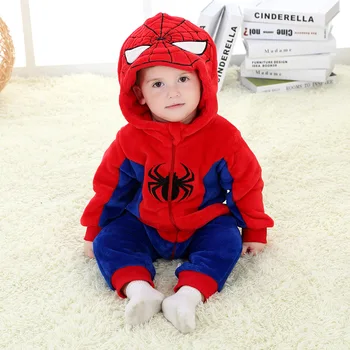 

RL7 0-24 Month 3D Cartoon Spiderman Superhero Baby Romper Cotton Flannel Jumpsuit 2020 High Quality Spring Autumn Baby Clothes