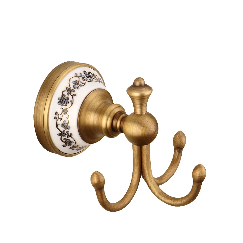 Brass Bathroom Accessories Set Gold Polished Robe Hooks Towel Racks Toilet Brush Holders Toilet Blowing Rack Towel Bars