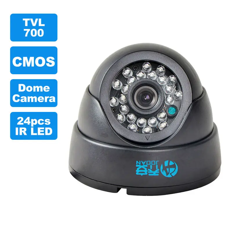 JOOAN 1/3 Color CMOS 700TVL Dome MINI CCTV Camera HD Indoor Black 24 IR Leds Day Night Security Home Video Surveillance Camera|video surveillance