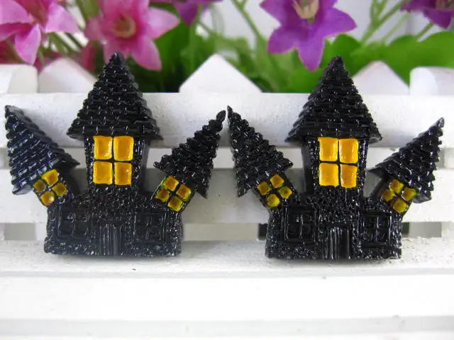 

30pcs/lot kawaii flat back resin Halloween castle in the hat DIY resin cabochons accessories 34*32mm