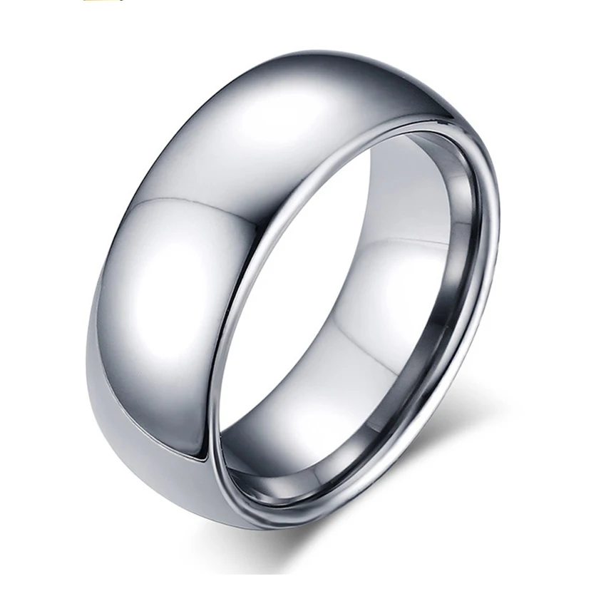 High Quality 8mm Silver Comfort Fit Classic Dome men Ring Tungsten