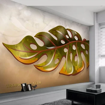 

Custom Photo Wall Paper 3D Creative Marble Pattern Banana Leaf Large Mural Living Room Sofa Bedroom TV Background Home Decor
