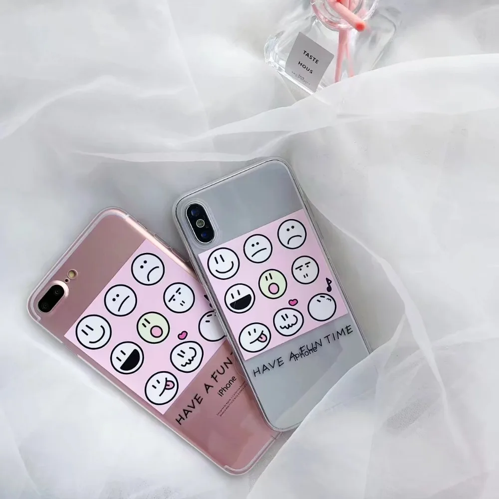 ORYKSZ 3D Luxury Cases for iPhone 6 6S 7 Plus Lovely Smile Transparent Silicone TPU Glossy Cover Case 8 X |