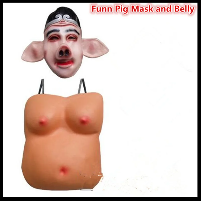 

Halloween Pig Mask Journey to the West Costumes Masquerade latex Props Head Pig Belly mask animal party Funny masks horror mask