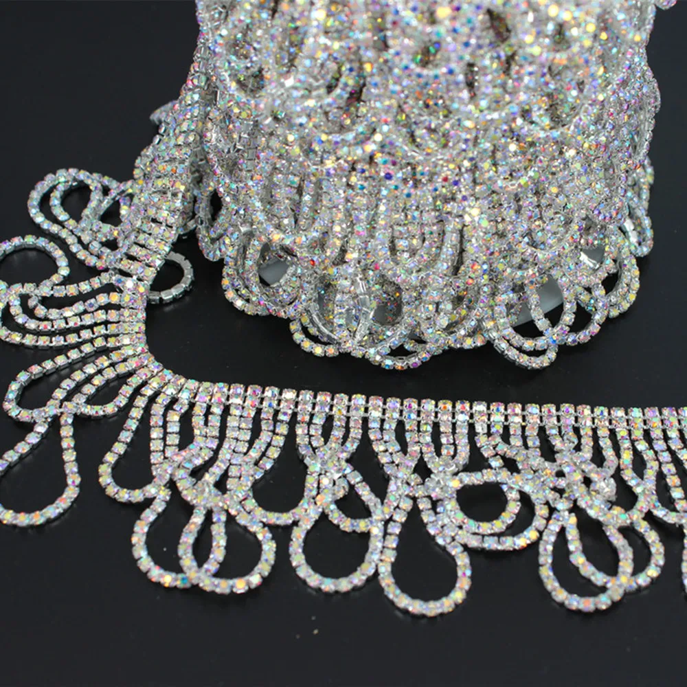 5 ярдов/рулон серебряной отделкой ручной работы Свадебная аппликация со стразами цепочка нашивки с кристаллами DIY шитье невесты платье пояс Кушак аксессуар