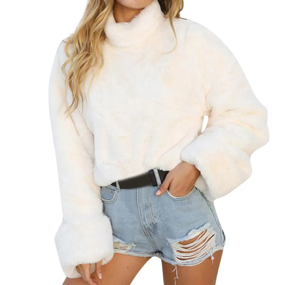 

2018 Winter New Fashion Women Sweater Warm vintage white Long Sleeve High Neck Pullover Vintage White Sweater dropshipping